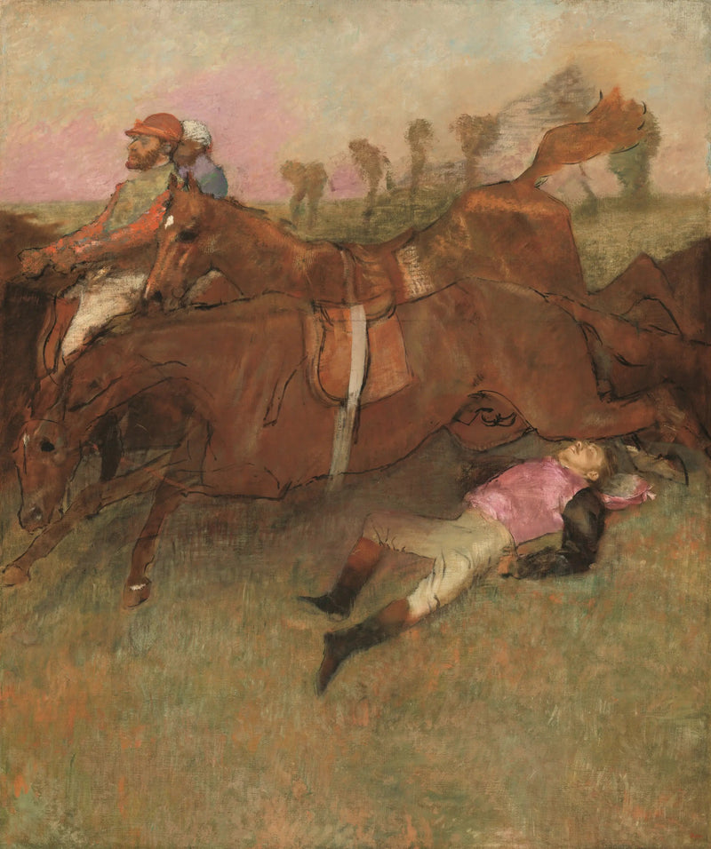 Scenen fra steeplechase: Den faldne jockey - Edgar Degas