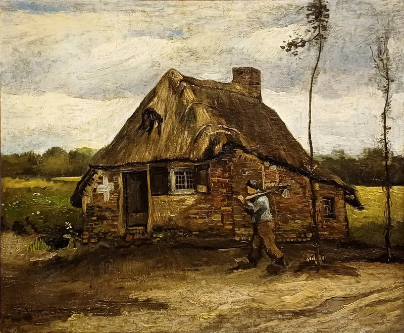 Scene fra et husmandssted med en bonde, der vender hjem - Vincent van Gogh