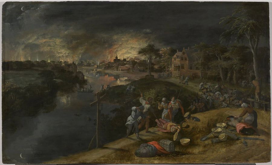 Scène de guerre et d'incendie - Gillis Mostaert
