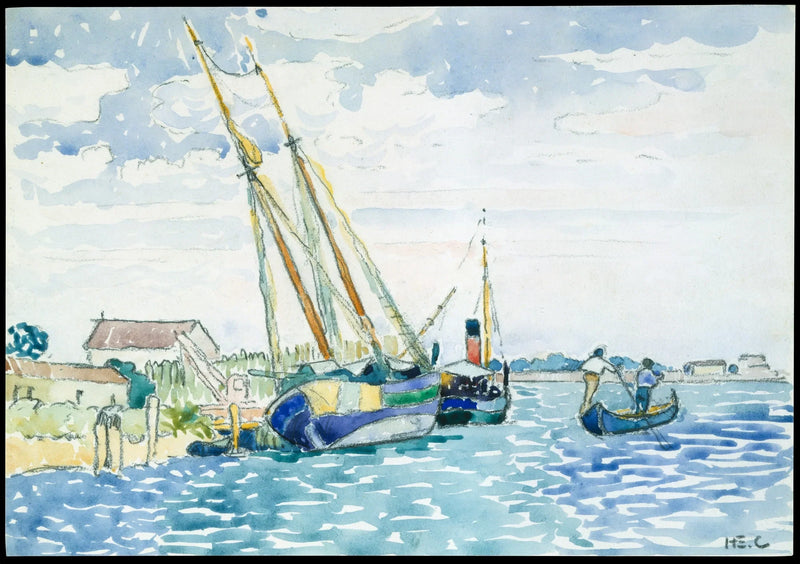 Marinescene (Både nær Venedig) - Henri-Edmond Cross
