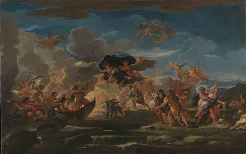 Mytologisk scene af Proserpinas voldtægt - Luca Giordano