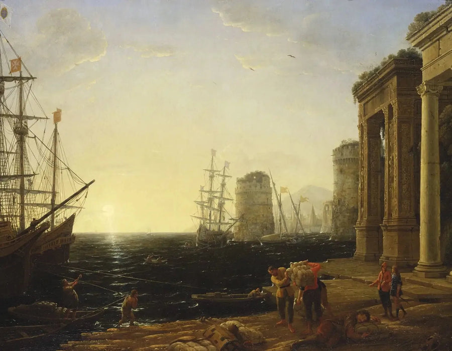 Havneudsigt ved solnedgang - Claude Lorrain