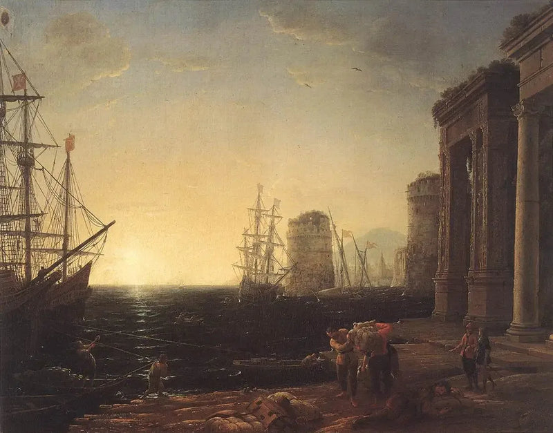 Havnelandskab ved solnedgang - Claude Lorrain