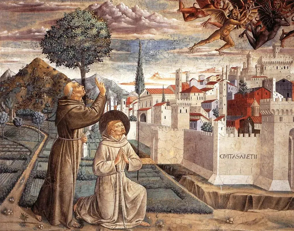 Scènes de la vie de saint François (Scène 6, mur nord) - Benozzo Gozzoli image 1 copie de tableau peinte à la main