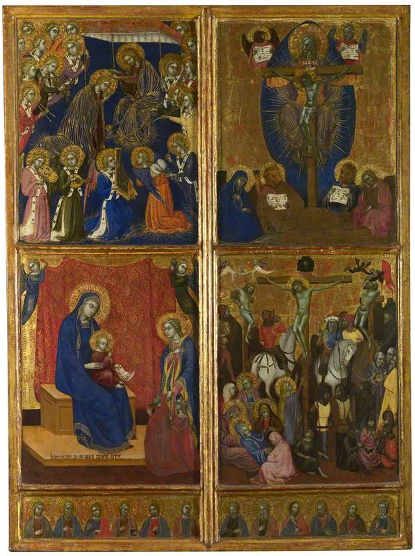 Jomfruens scenerier ; Treenigheden ; Korsfæstelsen - Barnaba da Modena