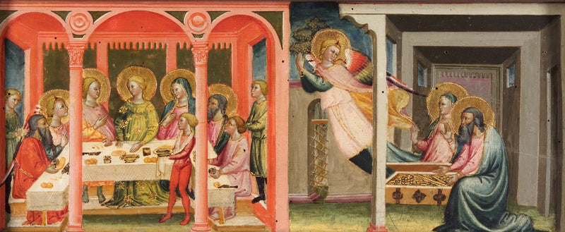 Tobias' historie (Tobias og Saras bryllup; ærkeenglen forlader Tobit og Anna) - Bicci di Lorenzo