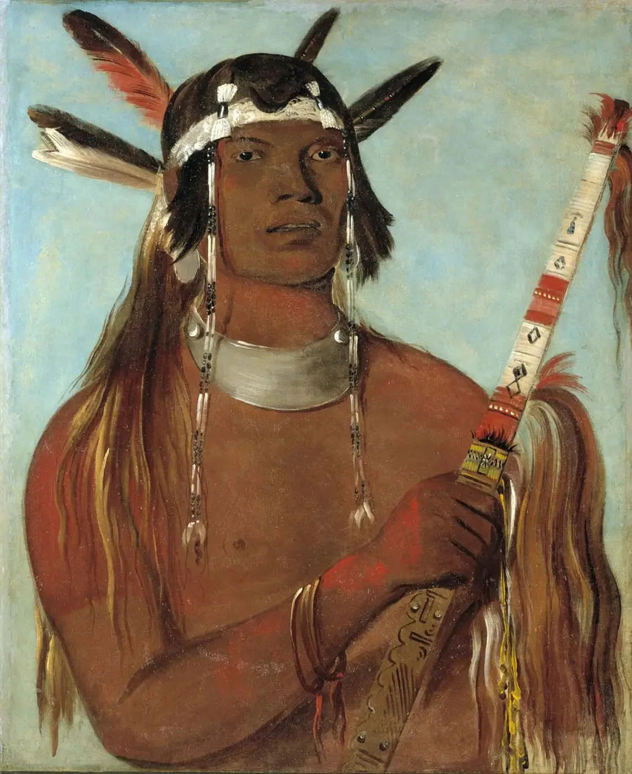 Seehk-hée-da, musfarvet fjer, en anerkendt modig - George Catlin