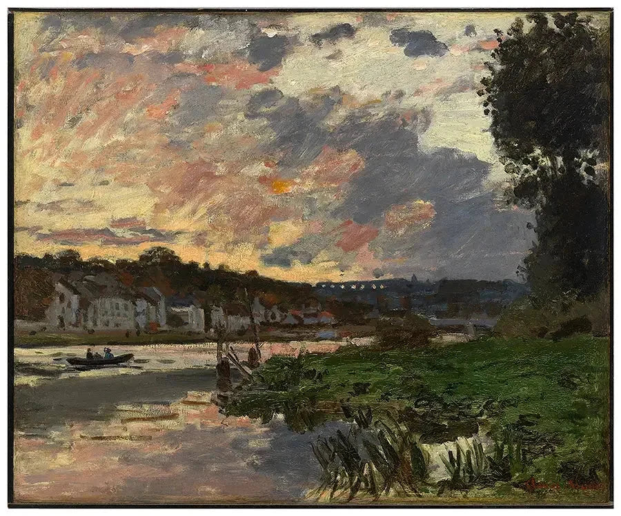 Seinen ved Bougival, om aftenen W151 - Claude Monet