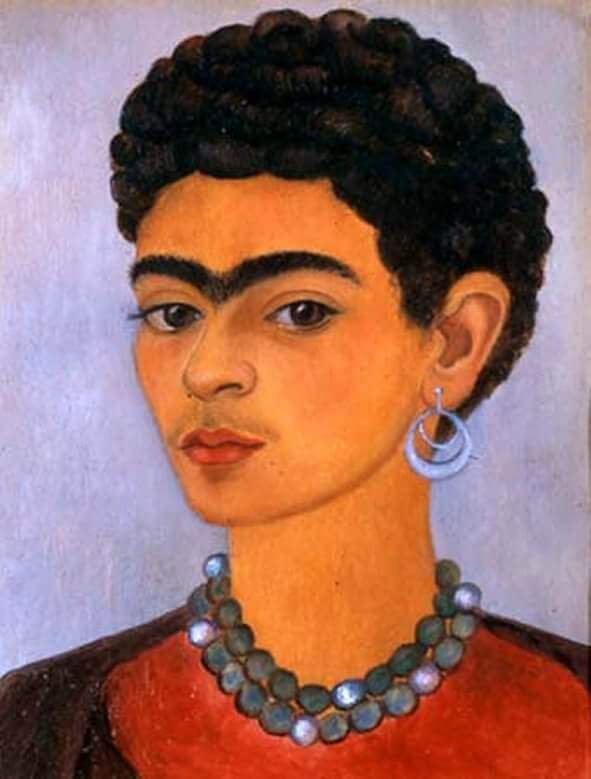 Autoportrait aux cheveux bouclés - Frida Kahlo image 1 reproduction de peinture à l’huile