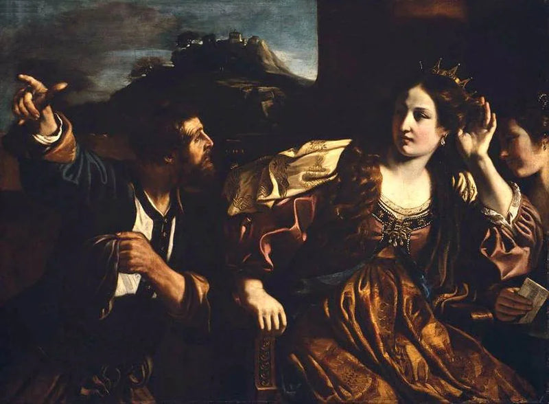 Sémiramis modtager nyheden om Babylons oprør - Guercino