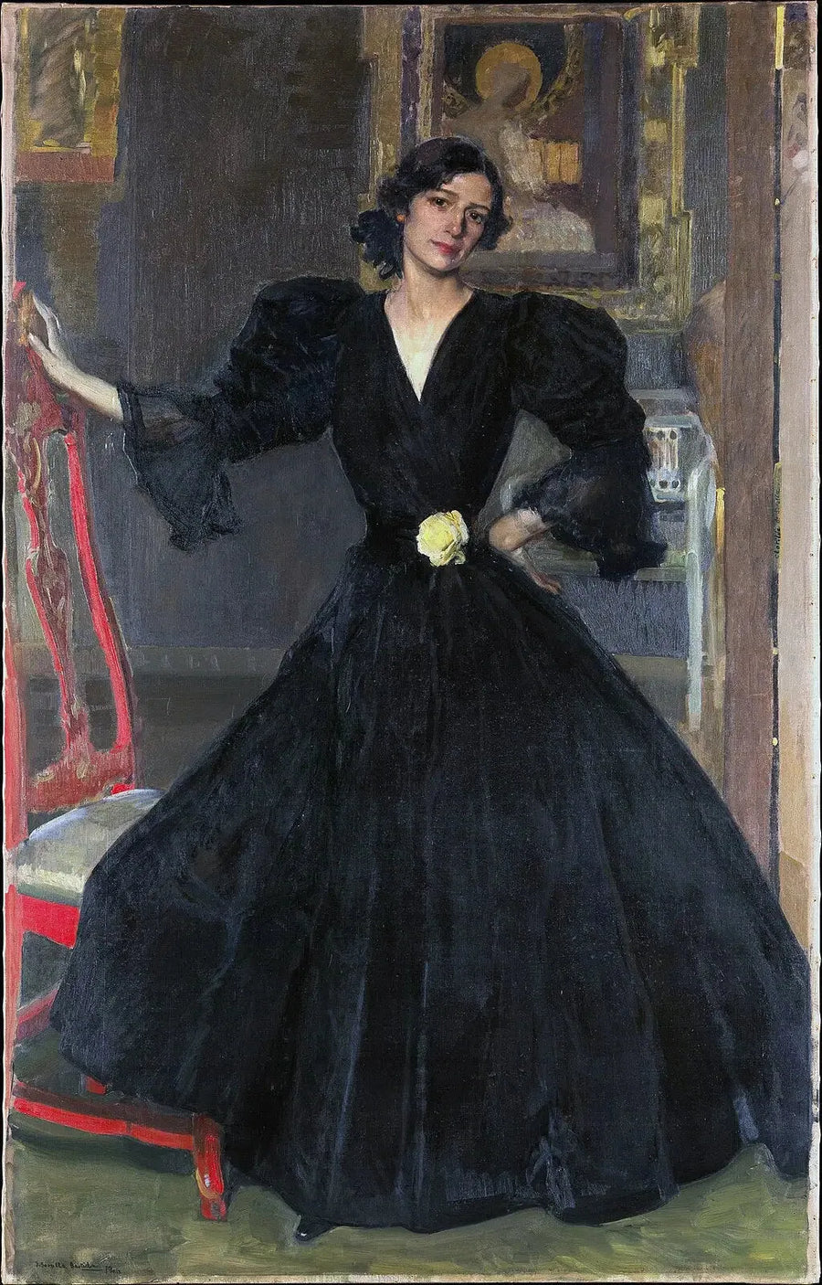 Sorolla's Dame (Clotilde García del Castillo, 1865-1929) i sort - Joaquín Sorolla