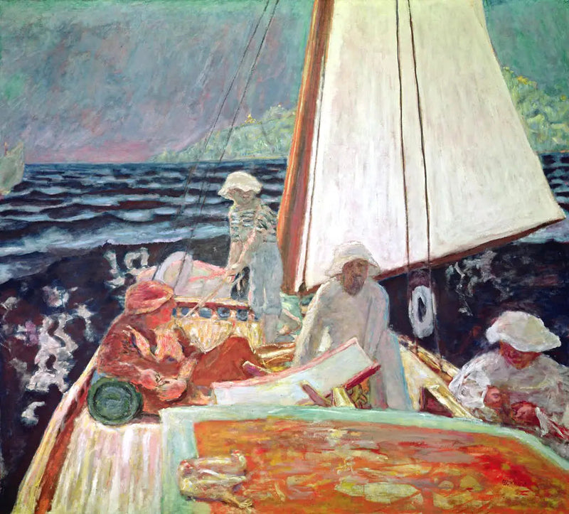 Signac og hans venner i båd - Pierre Bonnard