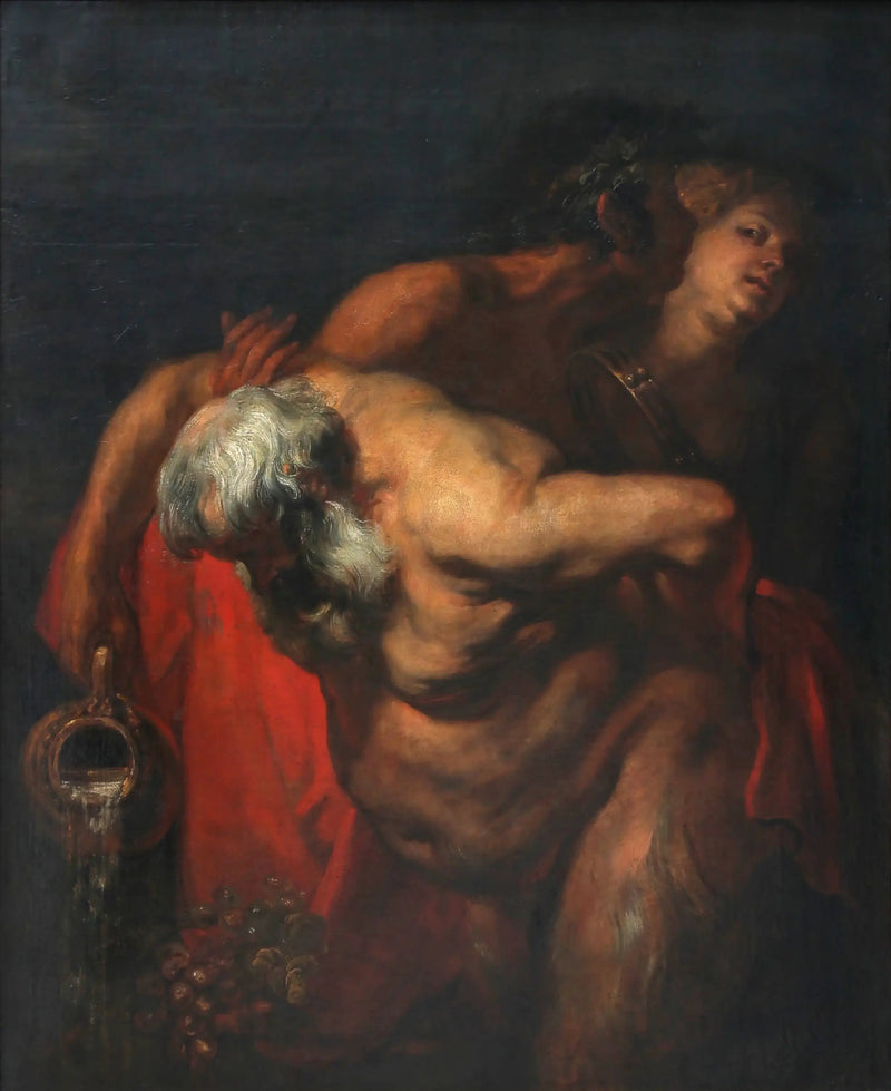 Silène ivre støttet af en faun og en bacchante - Antoine van Dyck