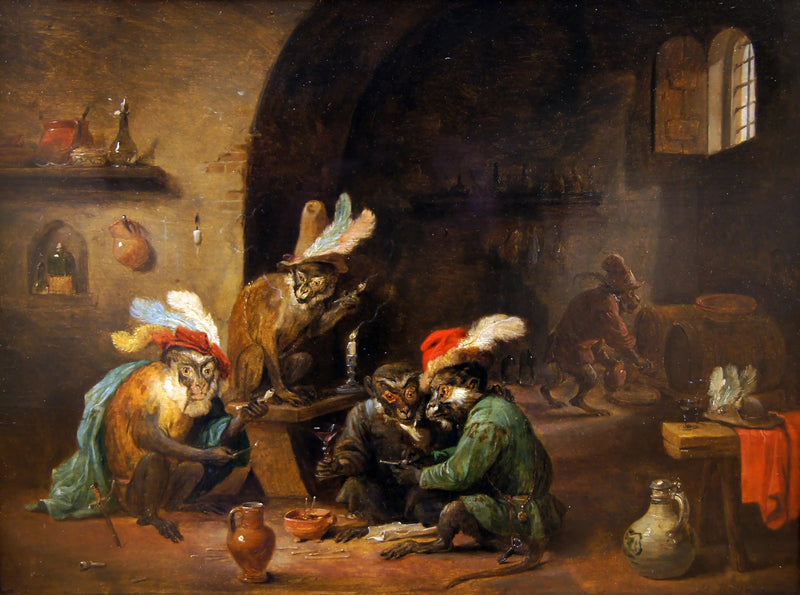 Røgende aber - David Teniers den Yngre