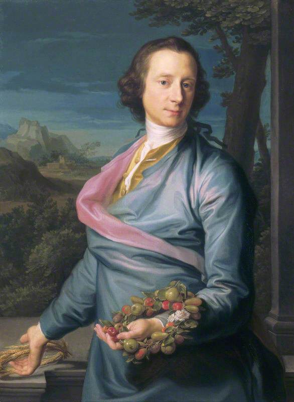Sir Matthew Fetherstonhaugh, 1. baronette, folketingsmedlem (1714-1774) med frugt- og majskranse - Pompeo Batoni