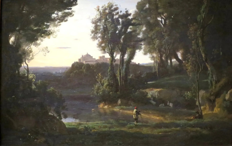 Italiensk hjemmeside med Ariccia-kirken - Jean-Baptiste Camille Corot