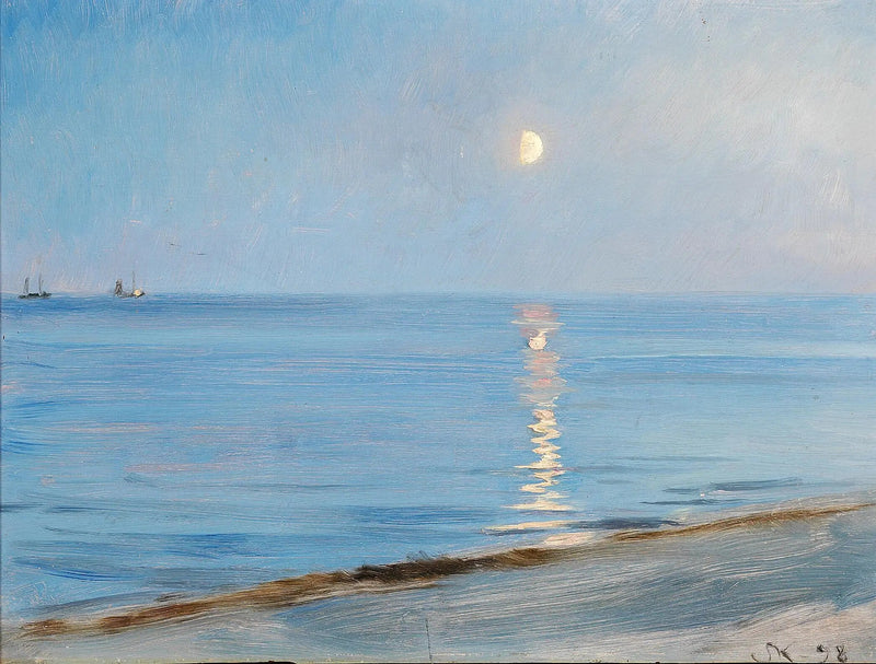 Skagen strand aften. Måneskin. - Peder Severin Krøyer