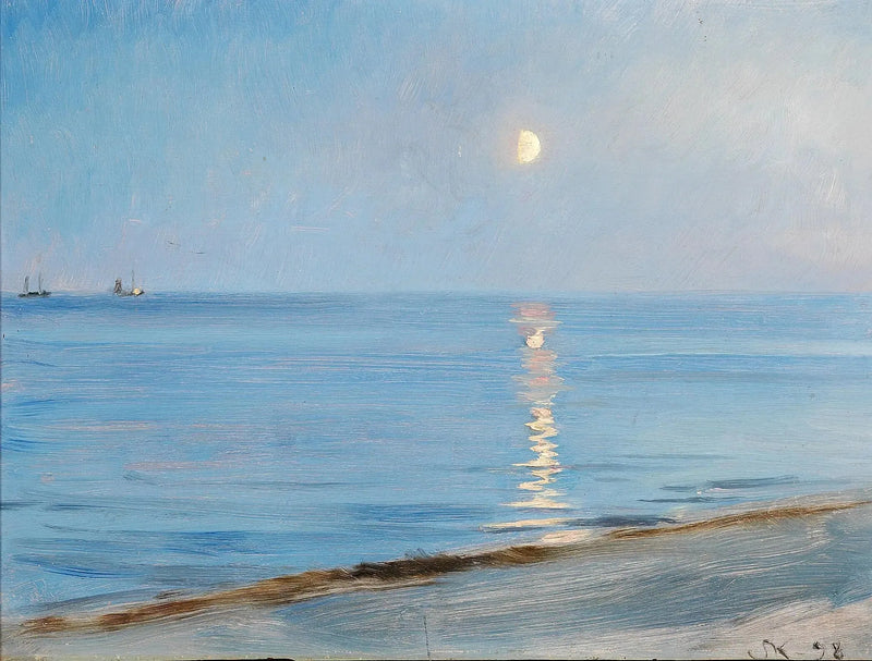Skagen strand aften. Måneskin. - Peder Severin Krøyer