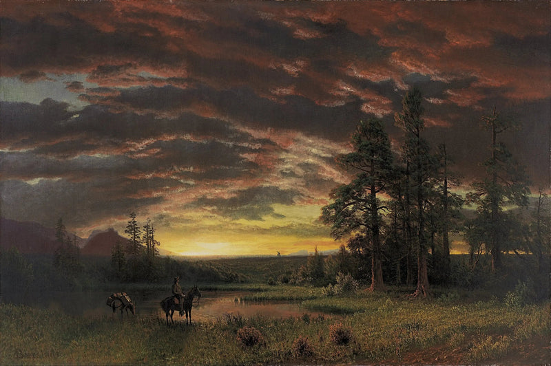 Aften i engen - Albert Bierstadt