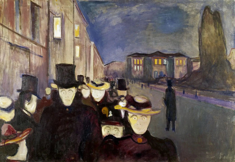 Aften på Karl Johans gate - Edvard Munch