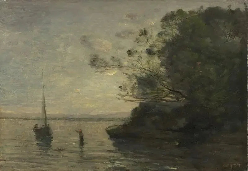 Aften ved søen - Jean-Baptiste Camille Corot