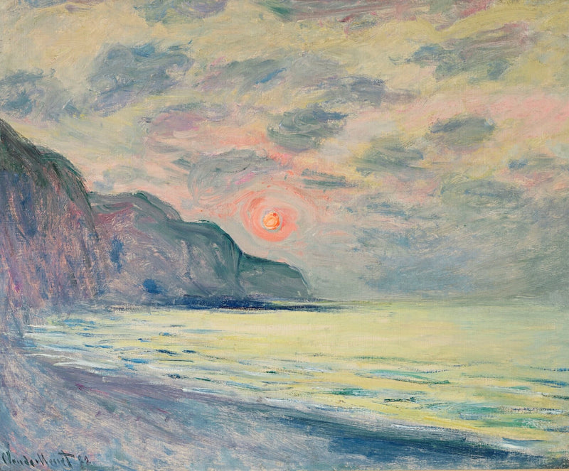 Solnedgang, tåget vejr, Pourville W782 - Claude Monet