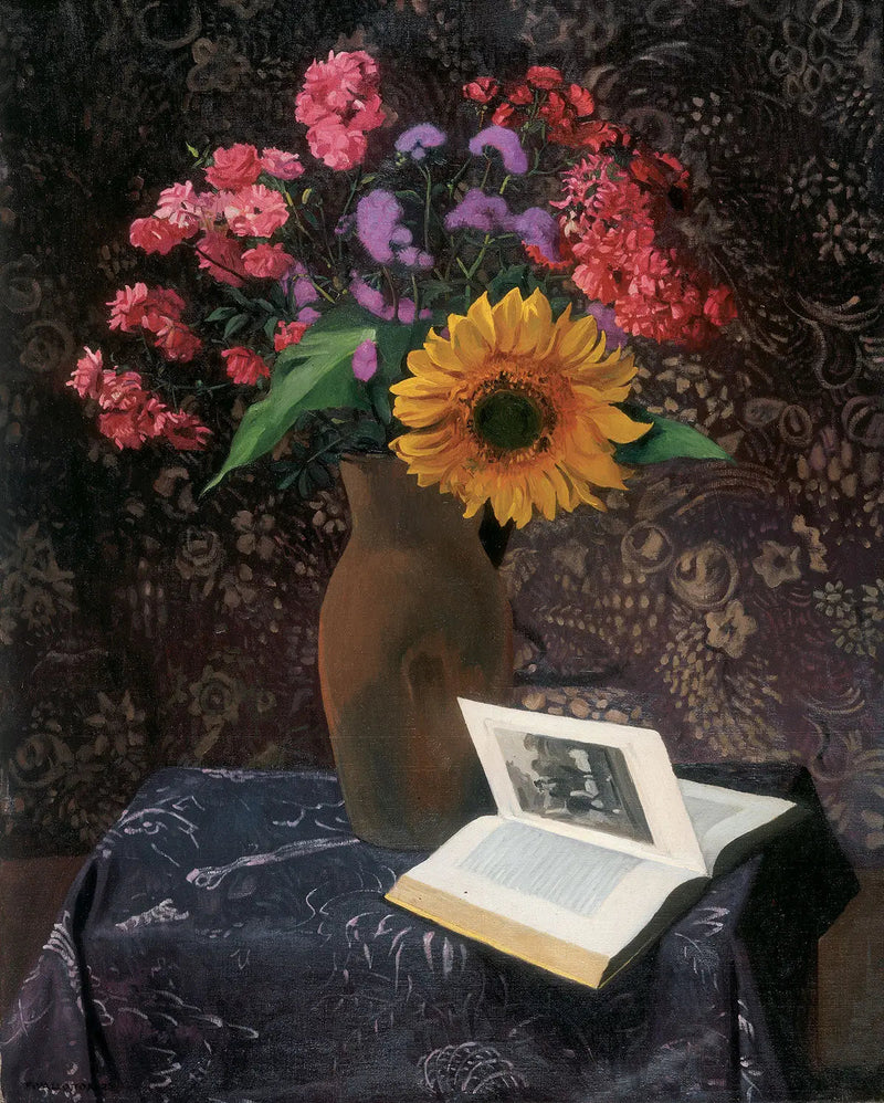 Solskin og karminrøde roser - Félix Vallotton