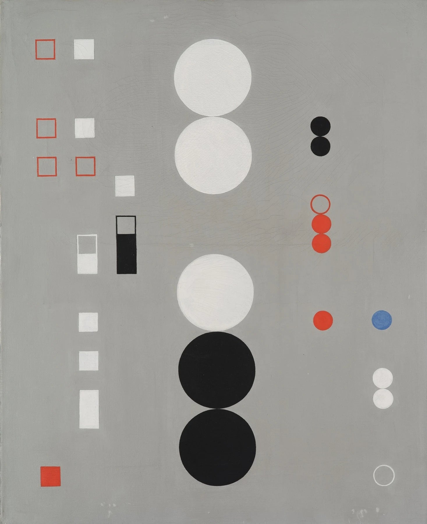 Composition verticale à cercles, carrés et rectangles, peinture de Sophie Taeuber-Arp