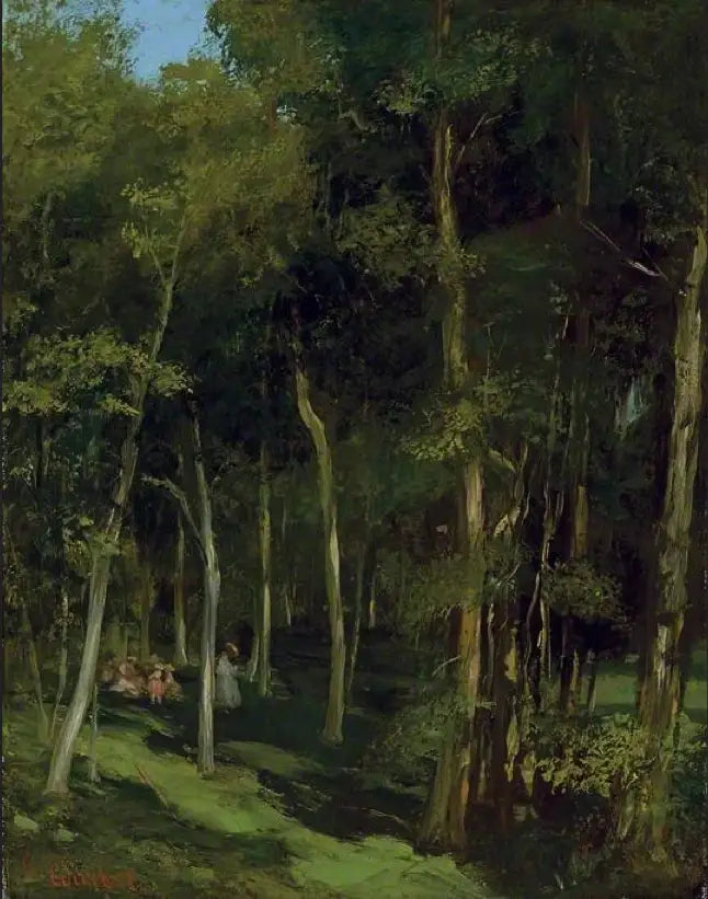 Under træerne i Port-Berteau, dansende børn - Gustave Courbet