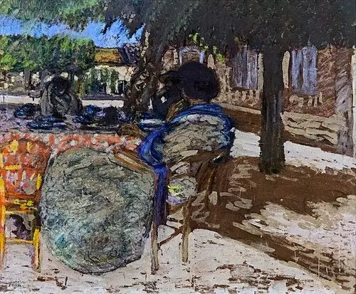 Under træerne i den røde pavillon - Édouard Vuillard