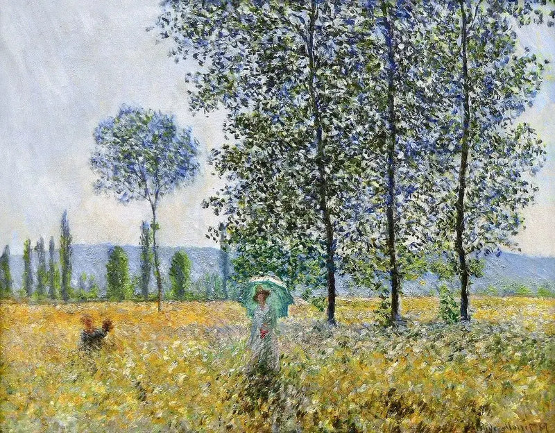 Under poplerne, sollys effekt - Claude Monet