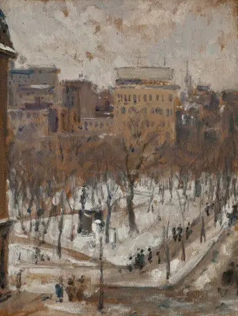 Plads i Paris, snevejr - Gustave Caillebotte