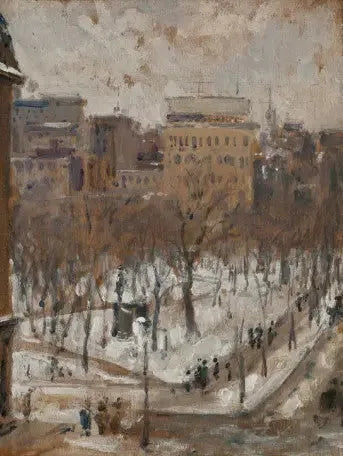 Plads i Paris, snevejr - Gustave Caillebotte