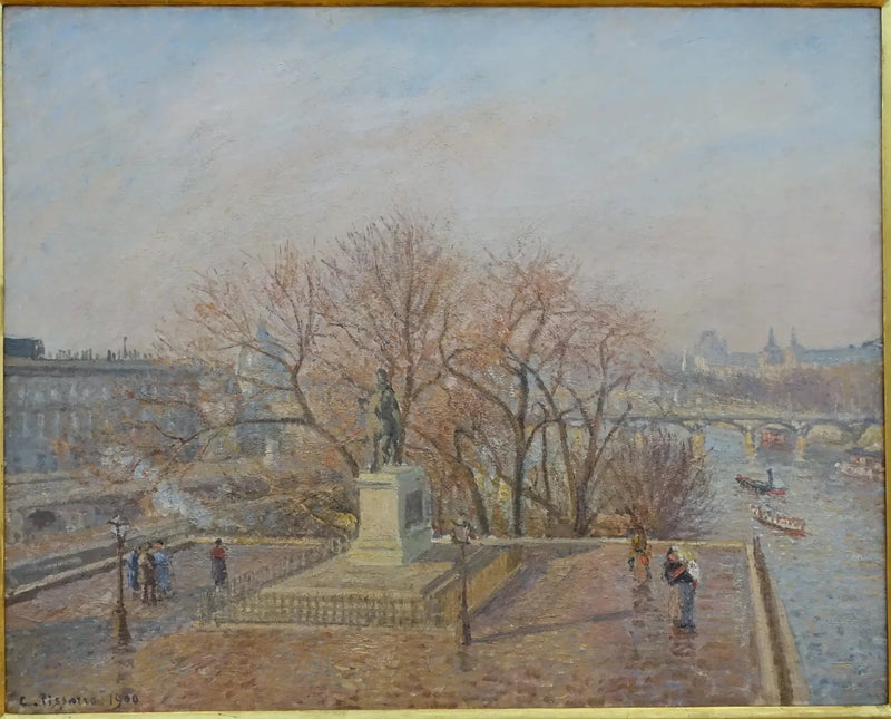 Statue af Henri IV, morgen, vinter sol - Camille Pissarro