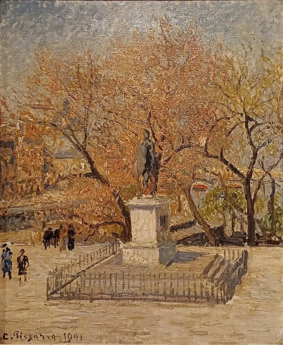Statue af Henri IV, begyndelsen af foråret - Camille Pissarro