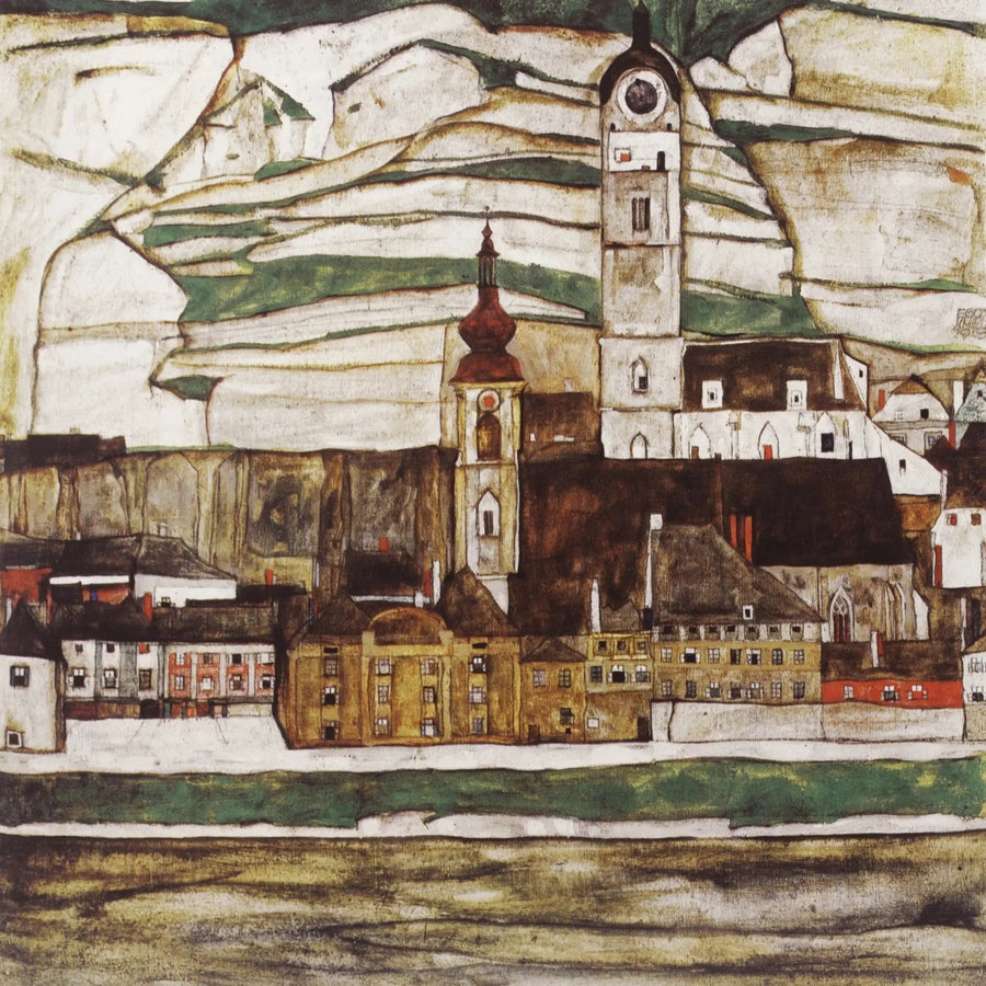 Stein ved Donau, set fra syd - Egon Schiele