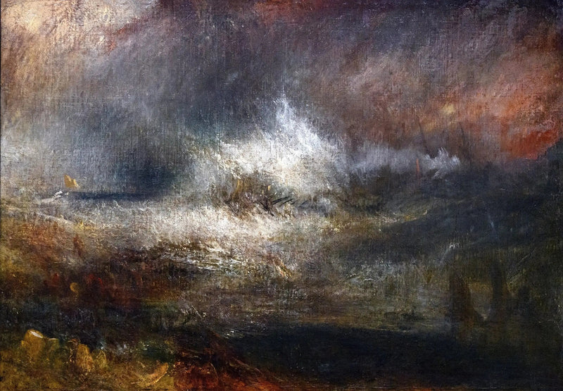 Stormful Hav med Brændende Skibsvrag - J. M. W. Turner