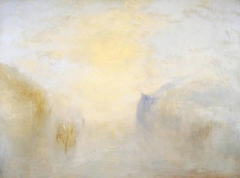 Solopgang, med en Båd mellem Klinter - J. M. W. Turner
