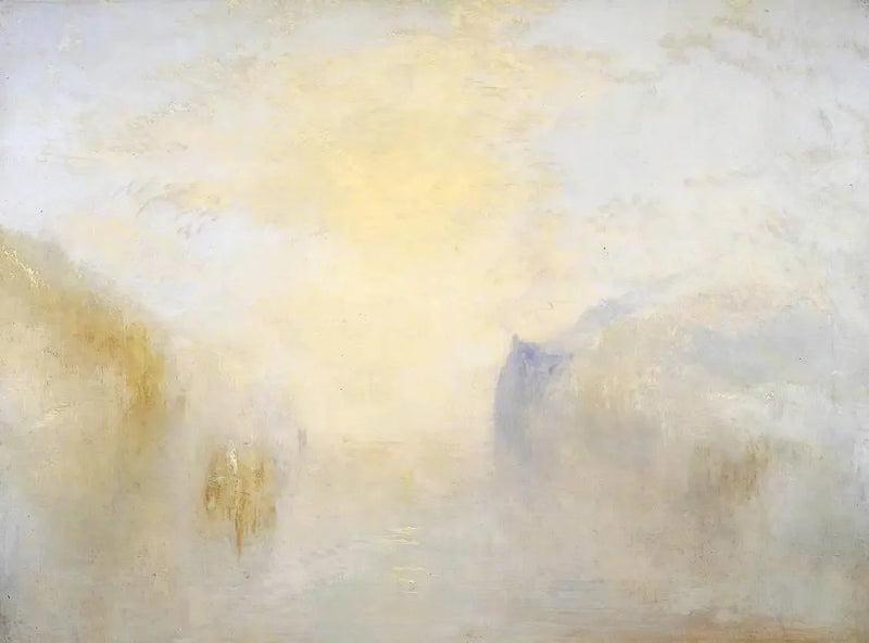 Solopgang, med en Båd mellem Klinter - J. M. W. Turner