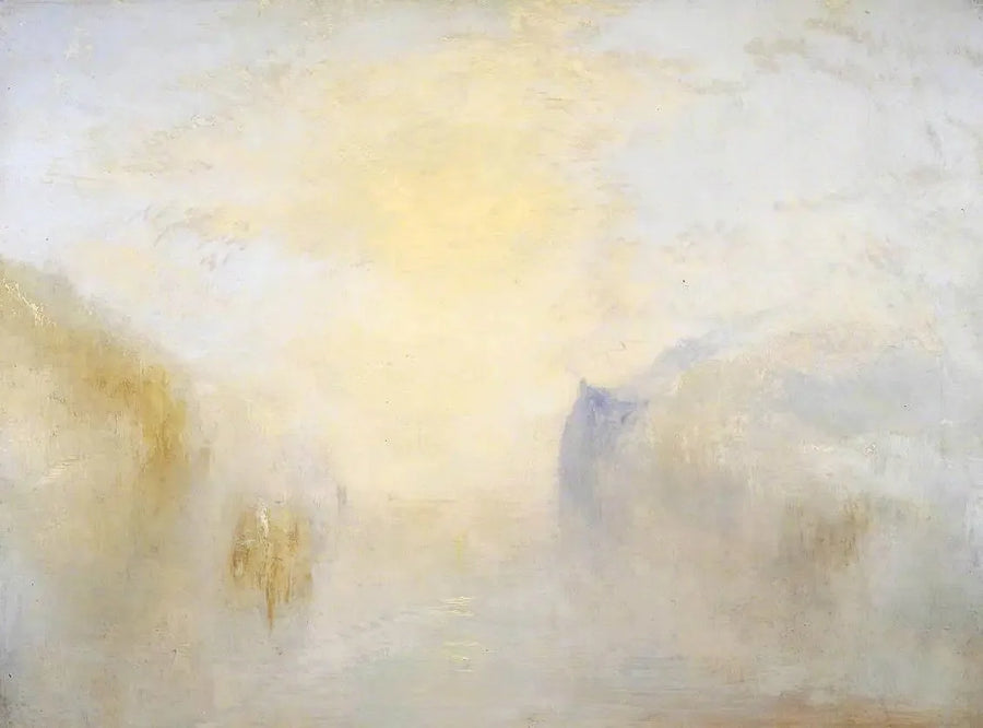 Solopgang, med en Båd mellem Klinter - J. M. W. Turner