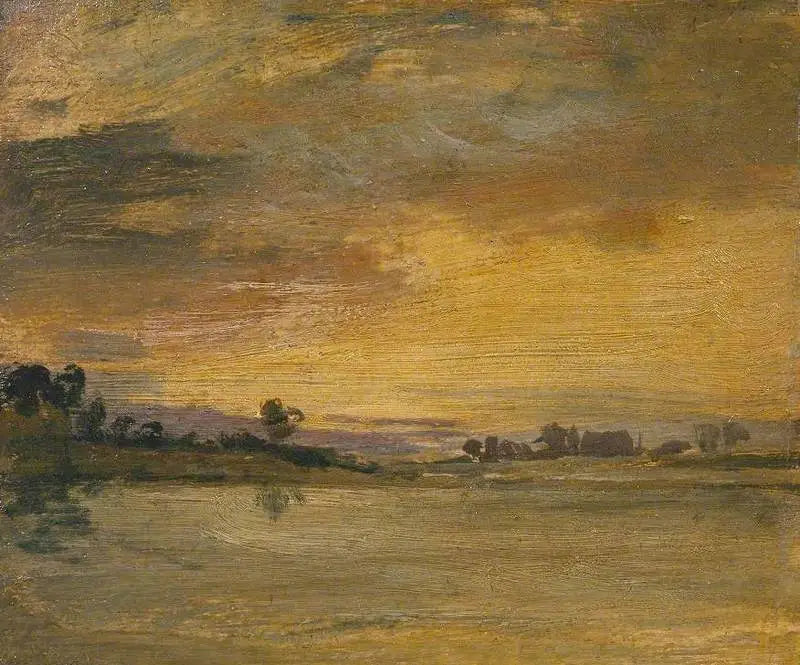 Solnedgang ved floden - J. M. W. Turner