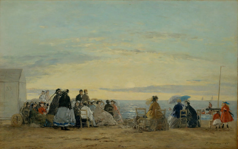 På stranden, solnedgang - Eugène Boudin
