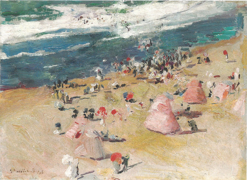På stranden i Biarritz - Joaquín Sorolla