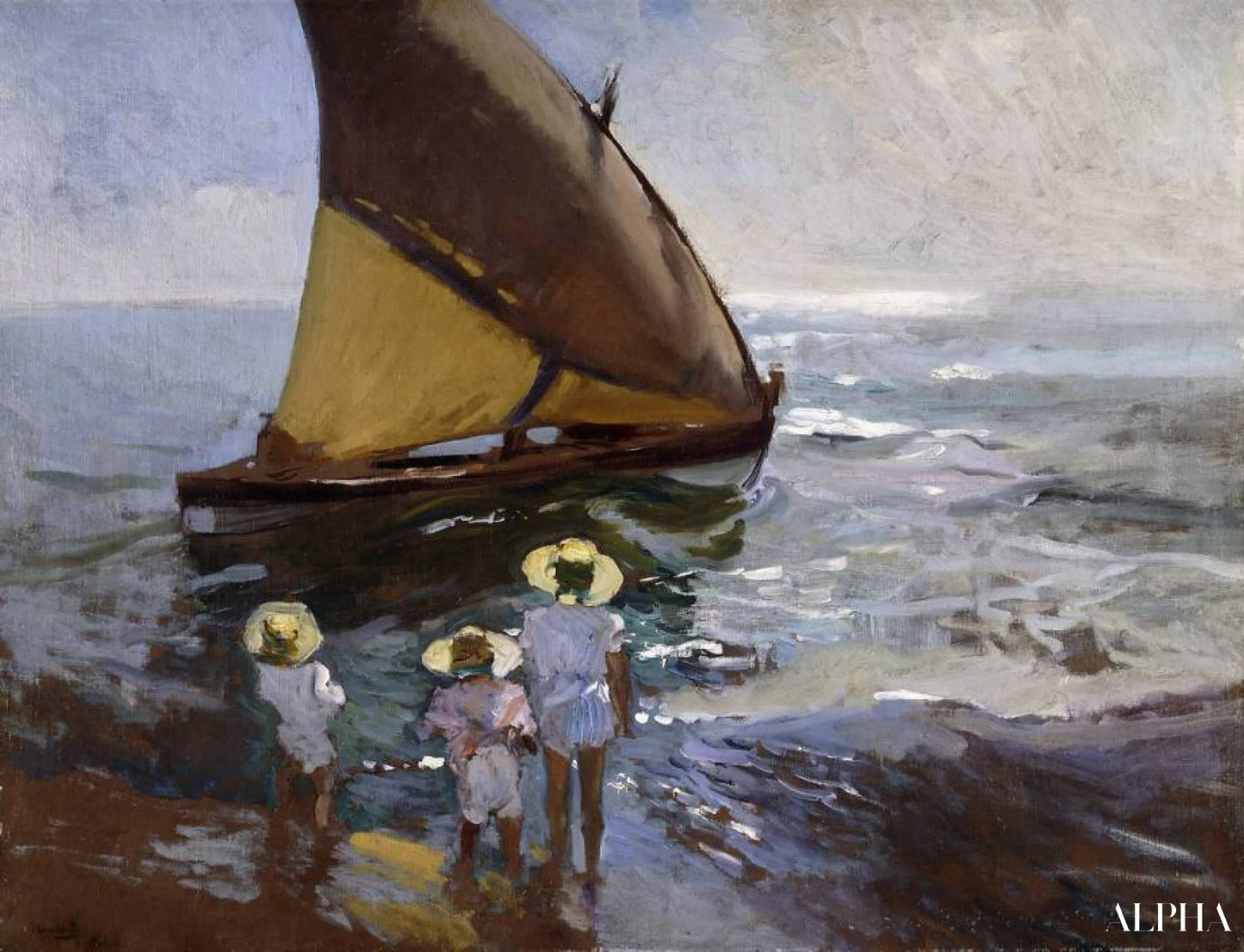 På stranden i Valencia - Sorolla - Reproduktioner af malerier og malerier i høj kvalitet