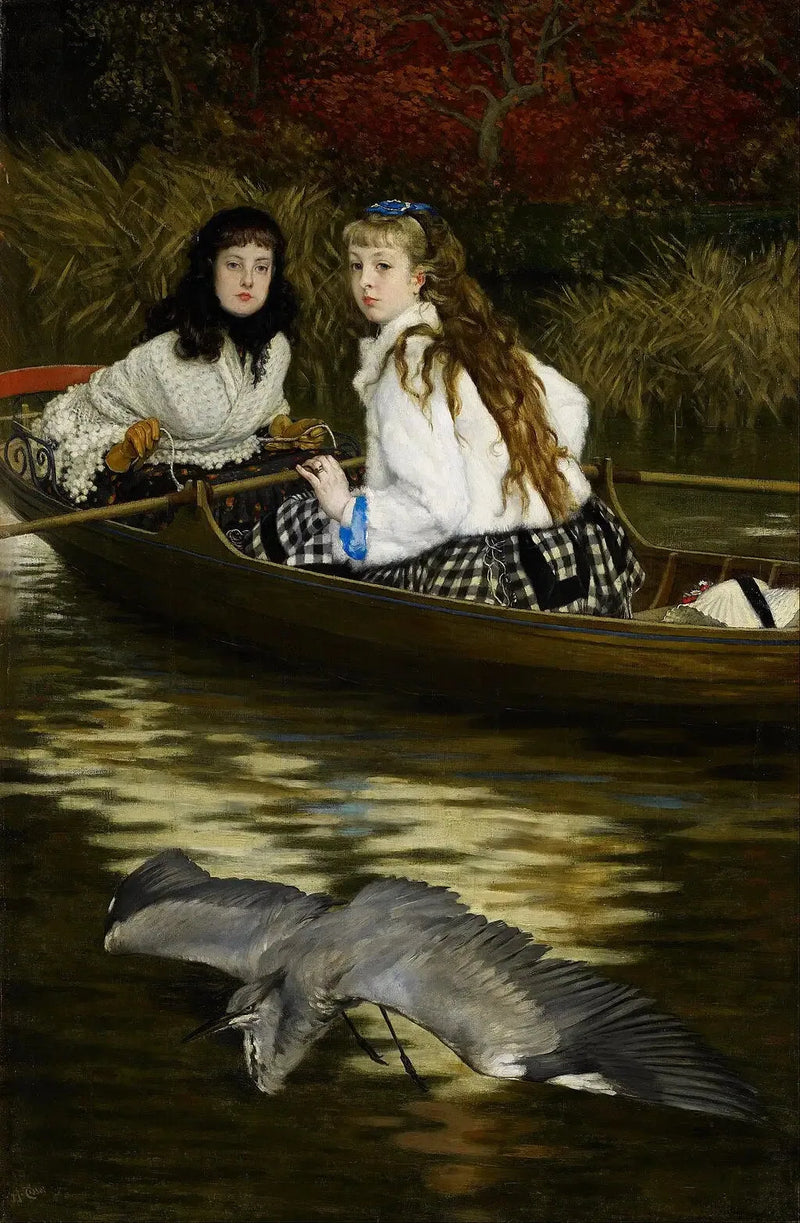 På Themsen, en hejre - James Tissot