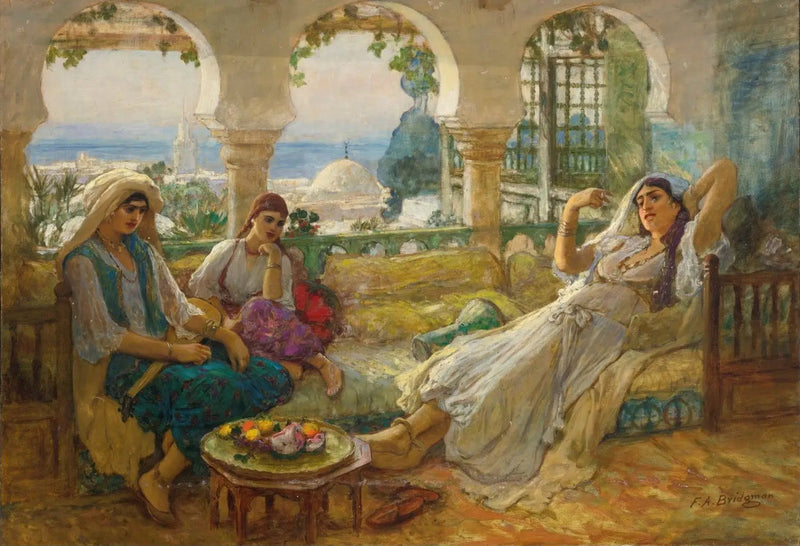 På terrassen - Frederick Arthur Bridgman