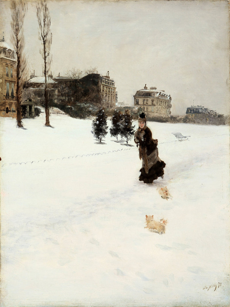 På den snedækkede vej - Giuseppe De Nittis