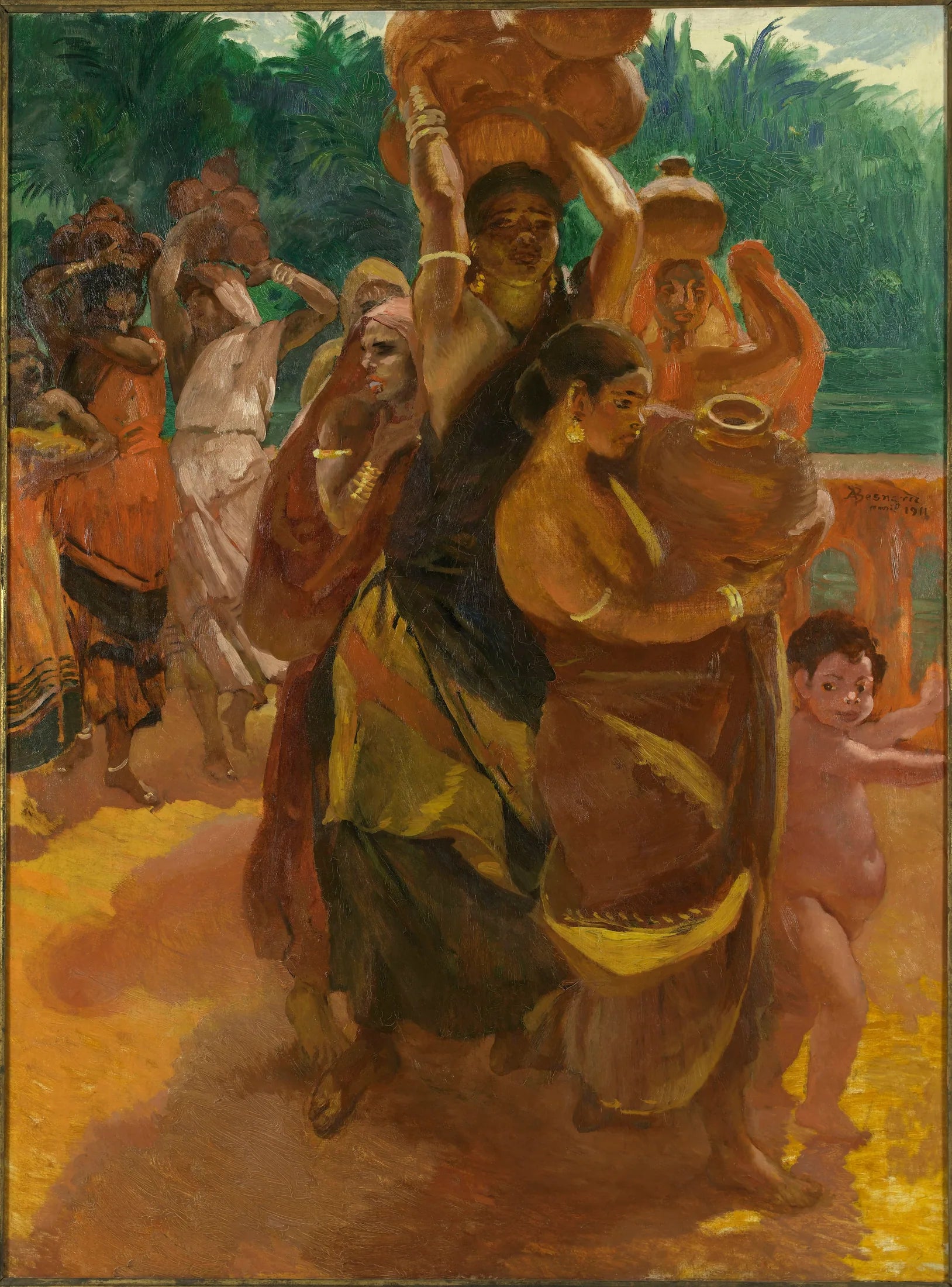 Sur le Pont de Trichinopoly (Inde) - Albert Besnard image 1 tableau peint à l’huile sur toile
