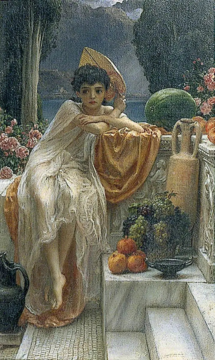 På trappen til templet - Edward Poynter