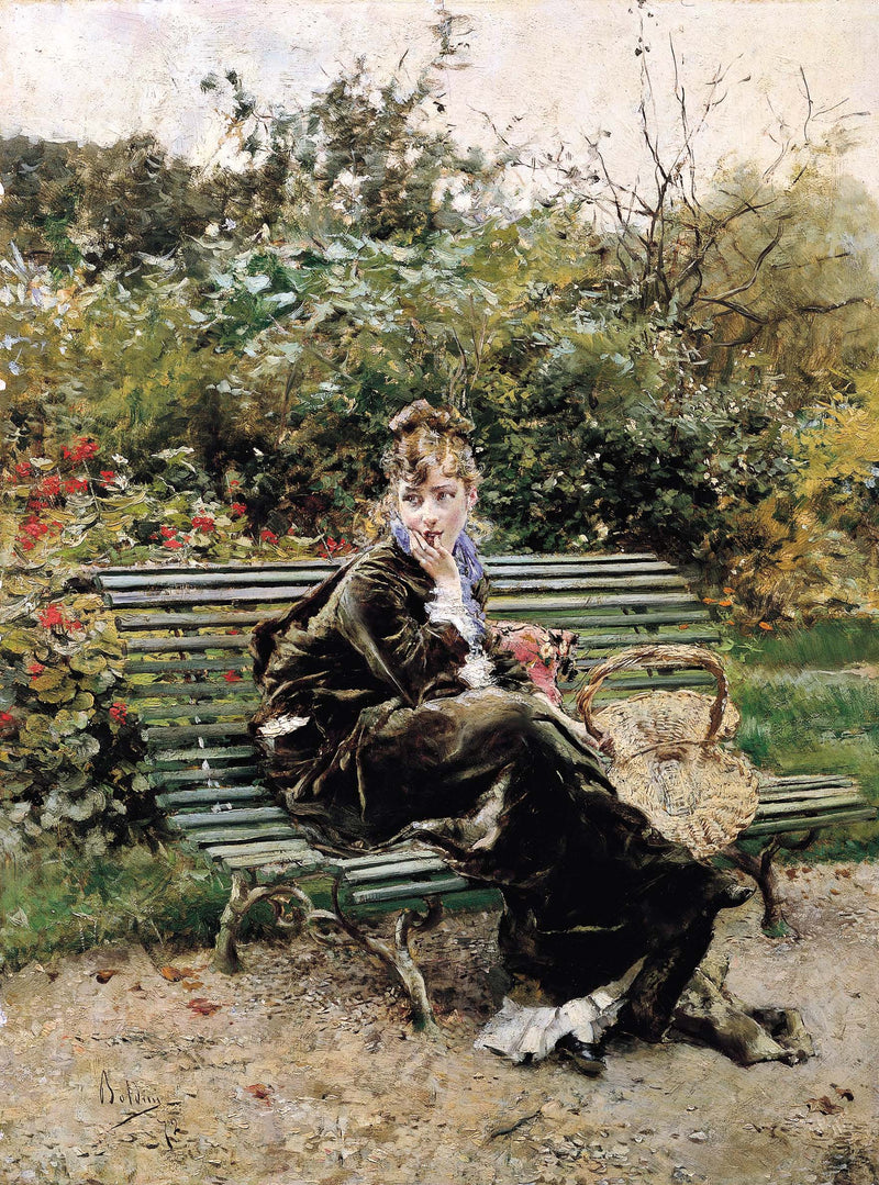 På en bænk i Bois - Giovanni Boldini